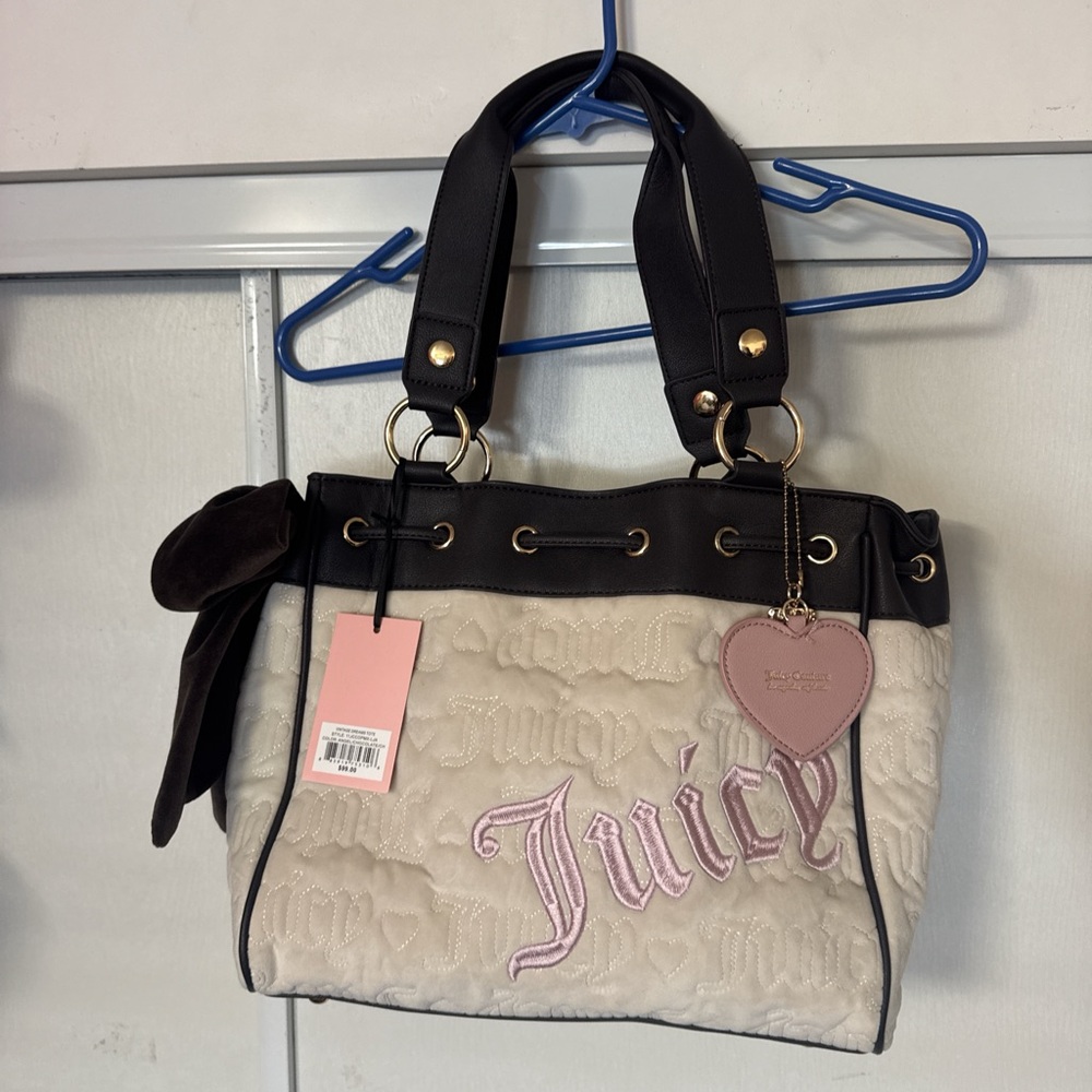 Juicy Couture Daydreamer Pink and Cream Tote Purse Bag